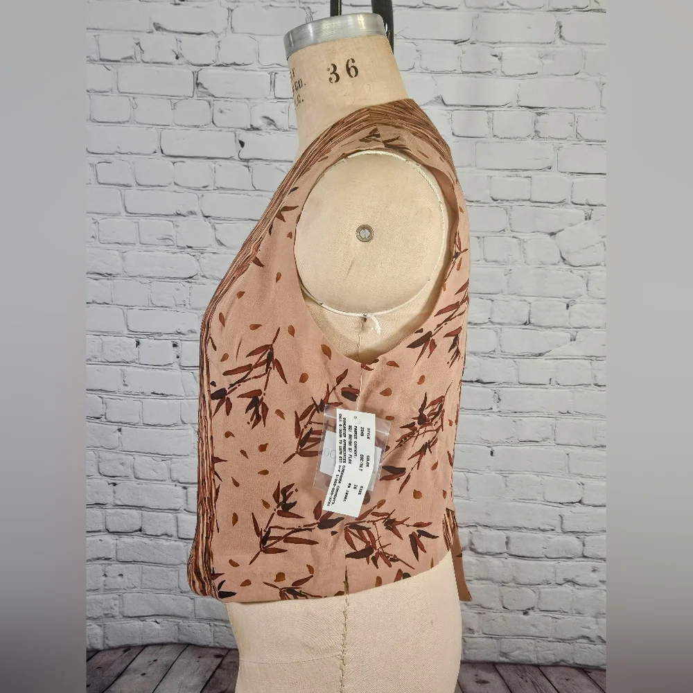 Doncaster NWT Brown & Tan Bamboo Leaf Rayon & Flax Vest Size 16 - Picture 2 of 8